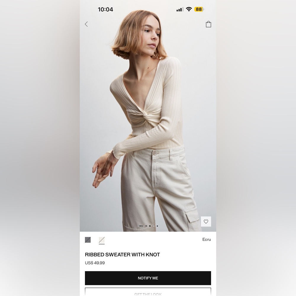 NWT Mango Ecru Ribbed Sweater small